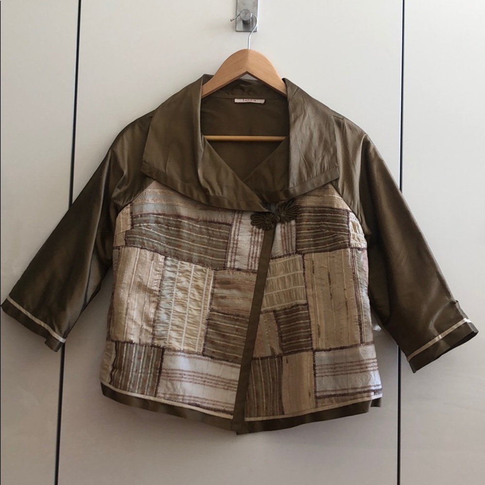 Bronze Silk Patterned Jacket / Blazer - image 1
